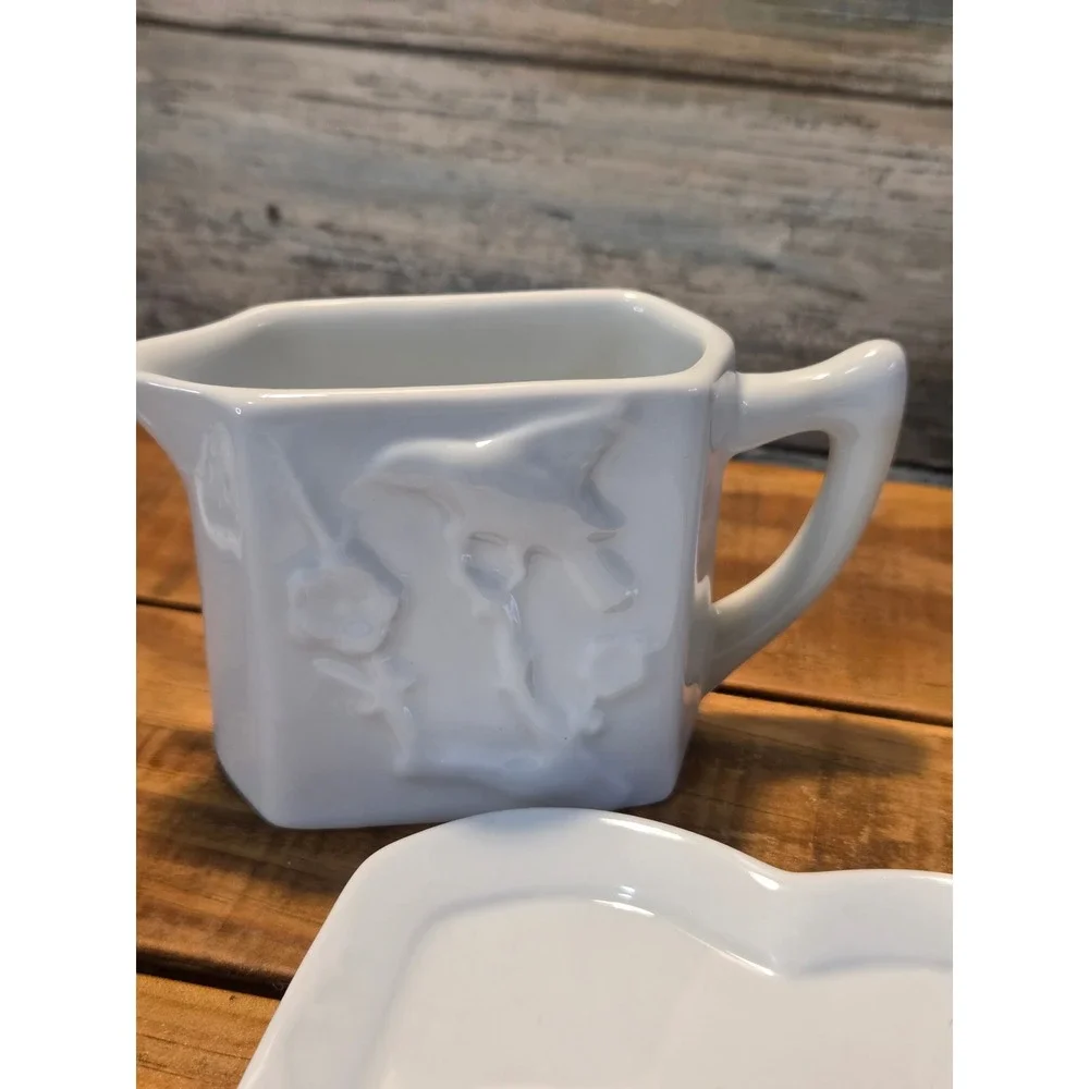 Rosanna White Ceramic Coffee or Tea Creamer Sugar Set With Tray‎